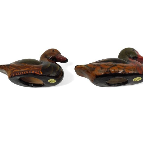 ENESCO DUCK Rustic Figurines Glass Eyes Glossy Vintage Pair 2.5 x 5.1" - Picture 6 of 10
